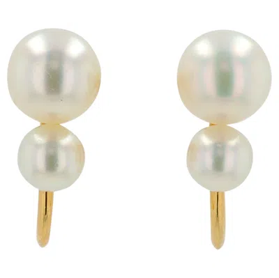 Pre-owned Mikimoto 18k Yg  4.5 - 6 Mm Pearl Earrings In Multiple