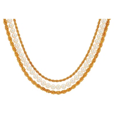 Pre-owned Mikimoto 18k Yg  4.5 Mm Pearl Necklace In Multiple