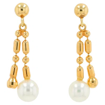 Pre-owned Mikimoto 18k Yg  Pearl Earrings In Multiple