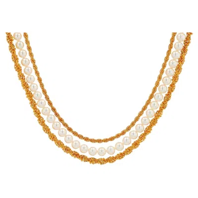 Pre-owned Mikimoto 18k Yg  Pearl Necklace In Multiple