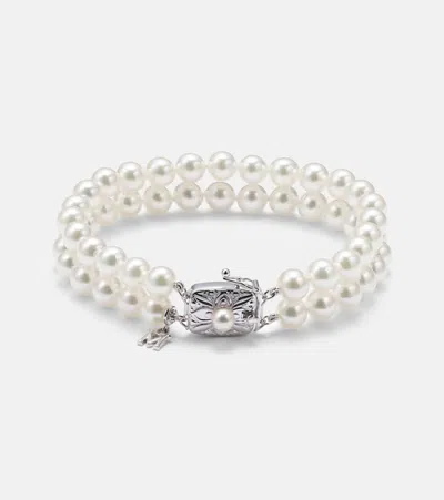 Mikimoto 18kt White Gold Bracelet With Pearls In Silver