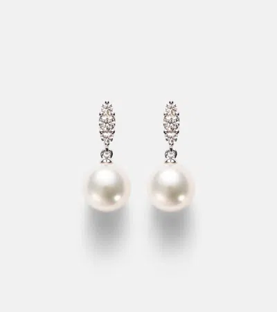 Mikimoto 18kt White Gold Drop Earrings With Akoya Pearls And Diamonds