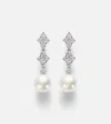Mikimoto 18kt White Gold Drop Earrings With Pearls And Diamonds In Silver