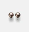 Mikimoto 18kt White Gold Earrings With Pearls And Diamonds In Silver