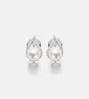 Mikimoto 18kt White Gold Earrings With Pearls And Diamonds In Silver