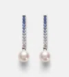 Mikimoto 18kt White Gold Earrings With Pearls And Sapphires In Blue