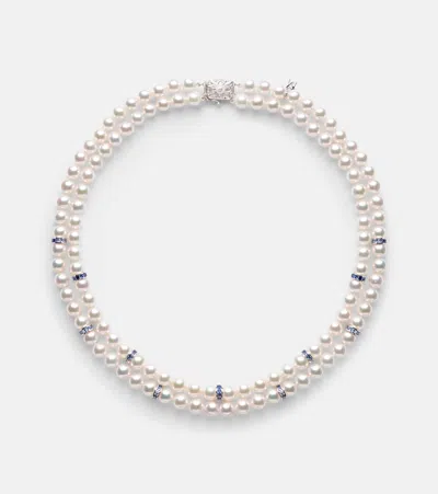 Mikimoto Halskette Aus Akoyaperlen Mit 18kt Weissgold Und Saphiren In White