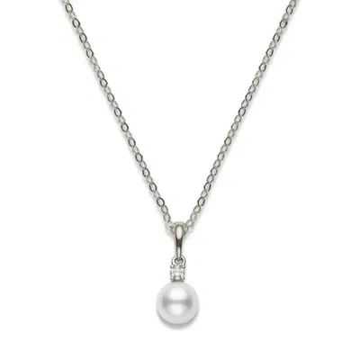 MIKIMOTO MIKIMOTO 7-7.5MM AKOYA CULTURED PEARL 0.05CT OF DIAMONDS 18K WHITE GOLD - PPS702DW