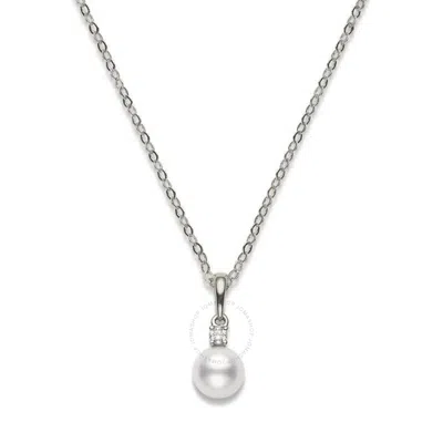 Mikimoto 8-8.5mm Akoya Cultured Pearl 0.10ct Of Diamonds 18k White Gold - Pps802dw