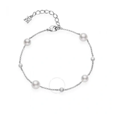 Mikimoto Akoya Cultured Pearl And Diamond Station Bracelet - Mdq10036adxw In Metallic