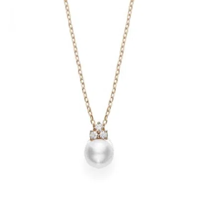 Mikimoto Akoya Cultured Pearl Pendant With Diamond Bail In Rose Gold In Pink/rose Gold Tone/gold Tone