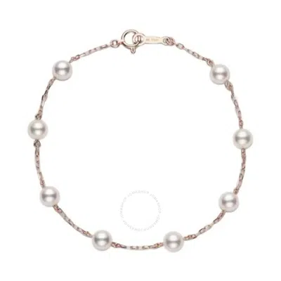 Mikimoto Akoya Cultured Pearl Station Bracelet In Pink/rose Gold Tone/gold Tone