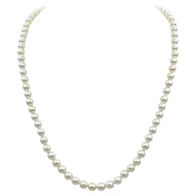 Pre-owned Mikimoto Akoya Cultured Pearl Strand Necklace With 18 Karat Yellow Gold Clasp