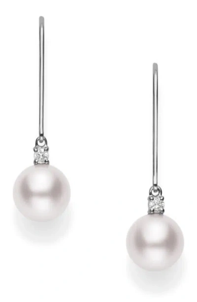 Mikimoto Akoya Pearl & Diamond Linear Earrings