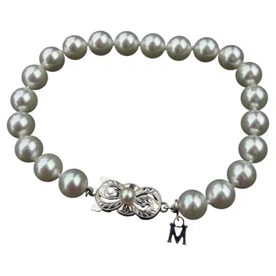 Pre-owned Mikimoto Akoya Pearl Bracelet 7-7.5mm 18k White Gold Clasp 7" 13.9g