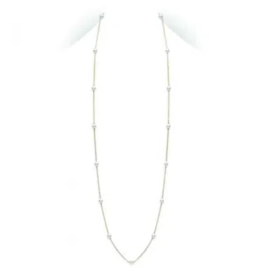 Mikimoto Akoya Pearl Long Station Necklace With 18k Yellow Gold 6x6.5mm 32" - Pcl2k