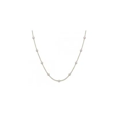 Mikimoto Akoya Pearl Station Necklace With 18k Yellow Gold 18" 5.5mm A+ - Pcq158lk