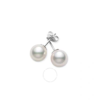 Mikimoto Akoya Pearl Stud Earrings With 18k White Gold 7-7.5m Aaa In Metallic