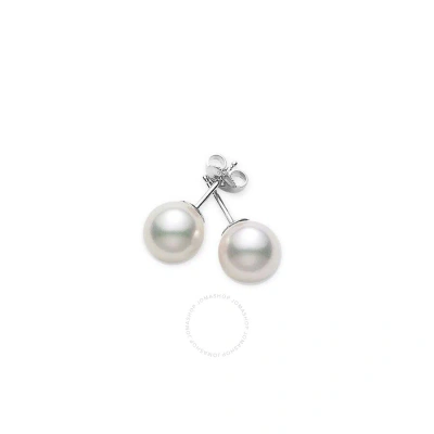 Mikimoto Akoya Pearl Stud Earrings With 18k White Gold 8-8.5mm A Grade In Metallic