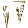 Mikimoto Akoya Pearl Triangular Earrings In Gold