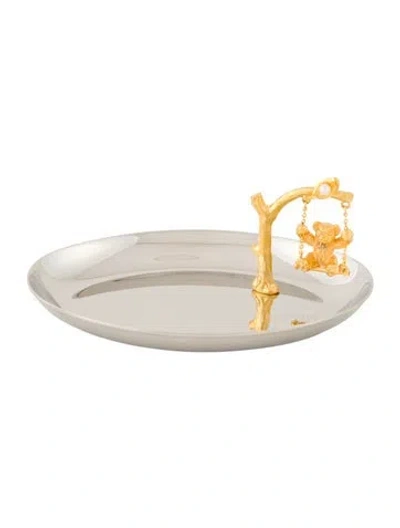 Pre-owned Mikimoto Bear & Swing Catchall Tray In Metallic/silver