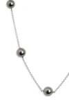 Mikimoto Black South Sea Pearl Station Necklace In Metallic