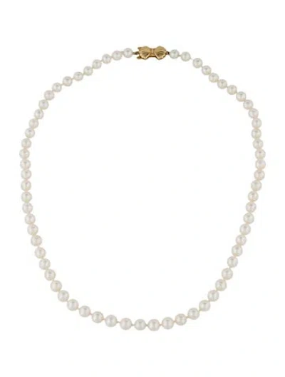 Pre-owned Mikimoto Blue Lagoon 14k Pearl & Diamond Bead Strand Necklace, 18" In Multi