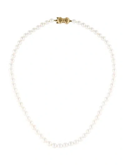 Pre-owned Mikimoto Blue Lagoon 14k Pearl Bead Strand Necklace, 18" In Multi