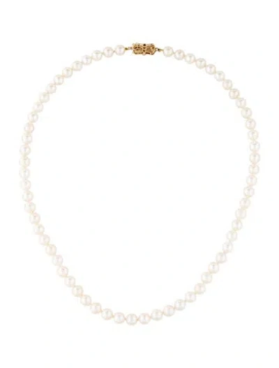 Pre-owned Mikimoto Blue Lagoon 14k Pearl Bead Strand Necklace, 18.5" In Multi