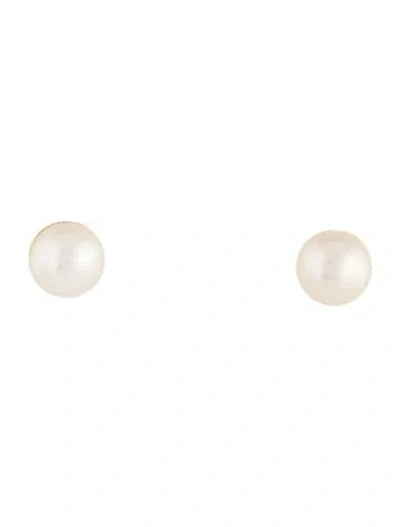 Pre-owned Mikimoto Blue Lagoon 14k Pearl Stud Earrings In White