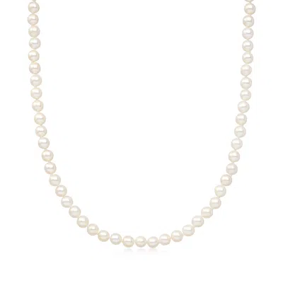 Pre-owned Mikimoto C. 1980 Vintage  4-6mm Cultured Pearl Necklace With 18kt White Gold In Silver