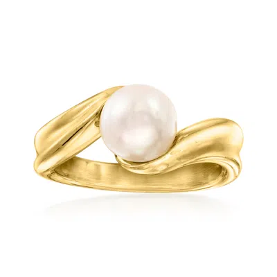Pre-owned Mikimoto C. 1980 Vintage  7.5mm Cultured Pearl Ring In 18kt Yellow Gold