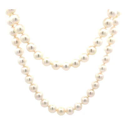 Pre-owned Mikimoto Classic 7.5-8mm Aaa Pearl Strand 24" Necklace W/ 18k Yellow Gold Clasp