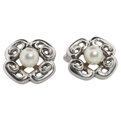 Pre-owned Mikimoto Cufflinks Sterling Silver 925 Genuine  Pearl Cufflinks In Multi
