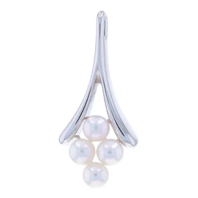 Pre-owned Mikimoto Cultured Akoya Pearl Cluster Pendant - Sterling Silver 925 In Multi
