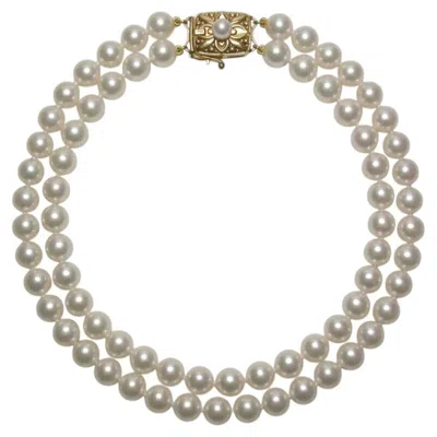 Pre-owned Mikimoto Cultured Akoya Pearl Double Strand 18k Gold Necklace In Multiple