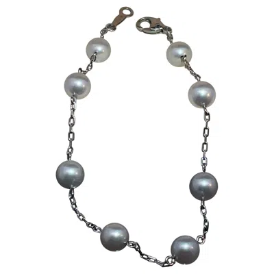Pre-owned Mikimoto Cultured Pearl Bracelet, 18k White Gold, Circa 1960, 7.5"