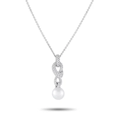 Mikimoto Desmos 18k White Gold 1.35ct Diamond And Pearl Necklace Mk09-051325