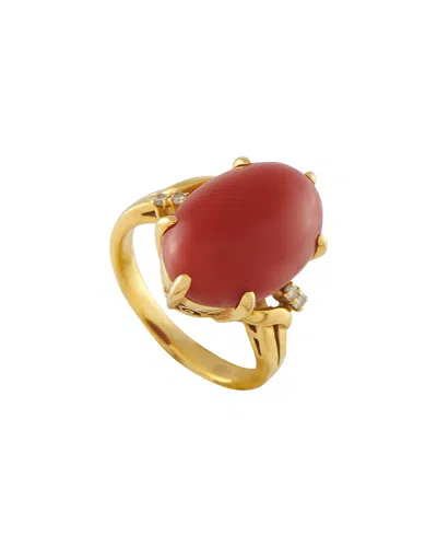 Pre-owned Mikimoto Dnu Dupe Skus  18k Coral Ring (authentic Pre-loved)