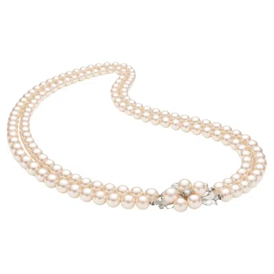 Pre-owned Mikimoto Double-strand Akoya Pearl Necklace In Multi
