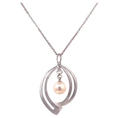 Pre-owned Mikimoto Estate Akoya Pearl Necklace 16" Sterling Silver 6.75 Mm In Multi