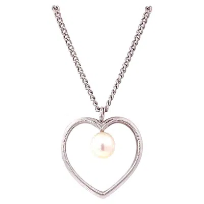Pre-owned Mikimoto Estate Akoya Pearl Necklace 16" Sterling Silver In Multi