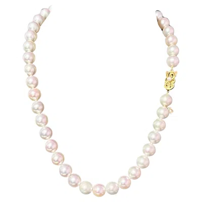 Pre-owned Mikimoto Estate Akoya Pearl Necklace 18" 18k Y Gold 10 Mm Certified In Multi