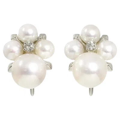 Pre-owned Mikimoto Estate Giant  Akoya Pearl Diamond Screw Back Bubble Earrings In 18k Gold In Multi