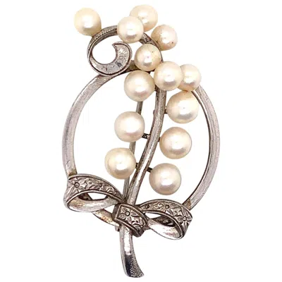 Pre-owned Mikimoto Estate Pin Brooch Sterling Silver 7.47 Gr 5.50 Mm In Multi