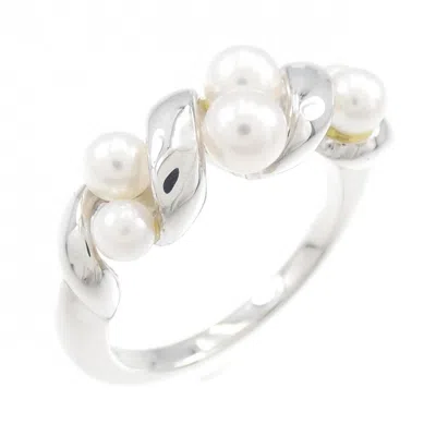 Pre-owned Mikimoto Gold (18k) Anniversary Ring () In Silver