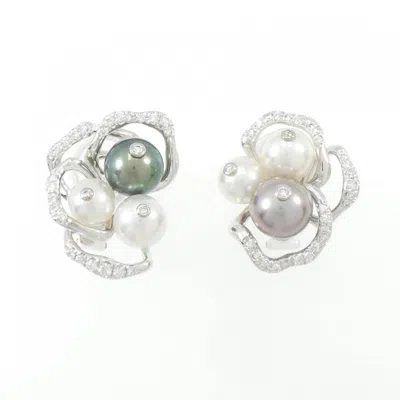 Pre-owned Mikimoto Gold (18k) Clip Earrings () In Multi