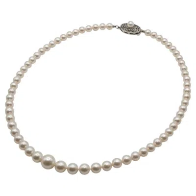 Pre-owned Mikimoto Graduated Akoya Pearl Necklace With Sterling Silver Clasp In Multiple