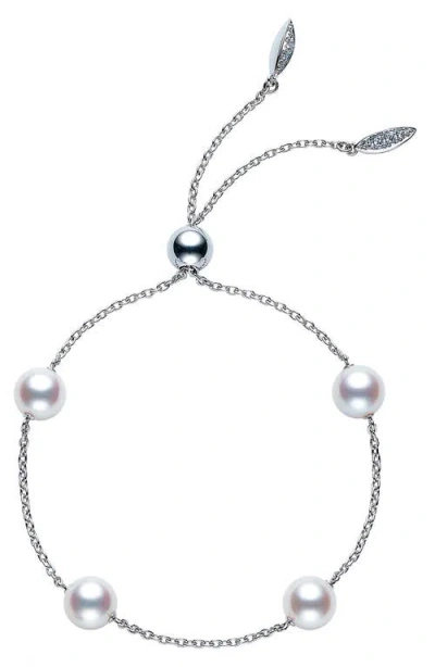 Mikimoto Japan Collections Pearl Slide Bracelet In White Gold/pearl