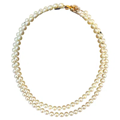 Pre-owned Mikimoto Lane Crawford Pearl String Necklace In 14k Yellow Gold